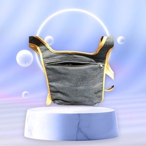 Denim Blue/Tan Trimmed Lightweight Back Pack with Double Compartments.